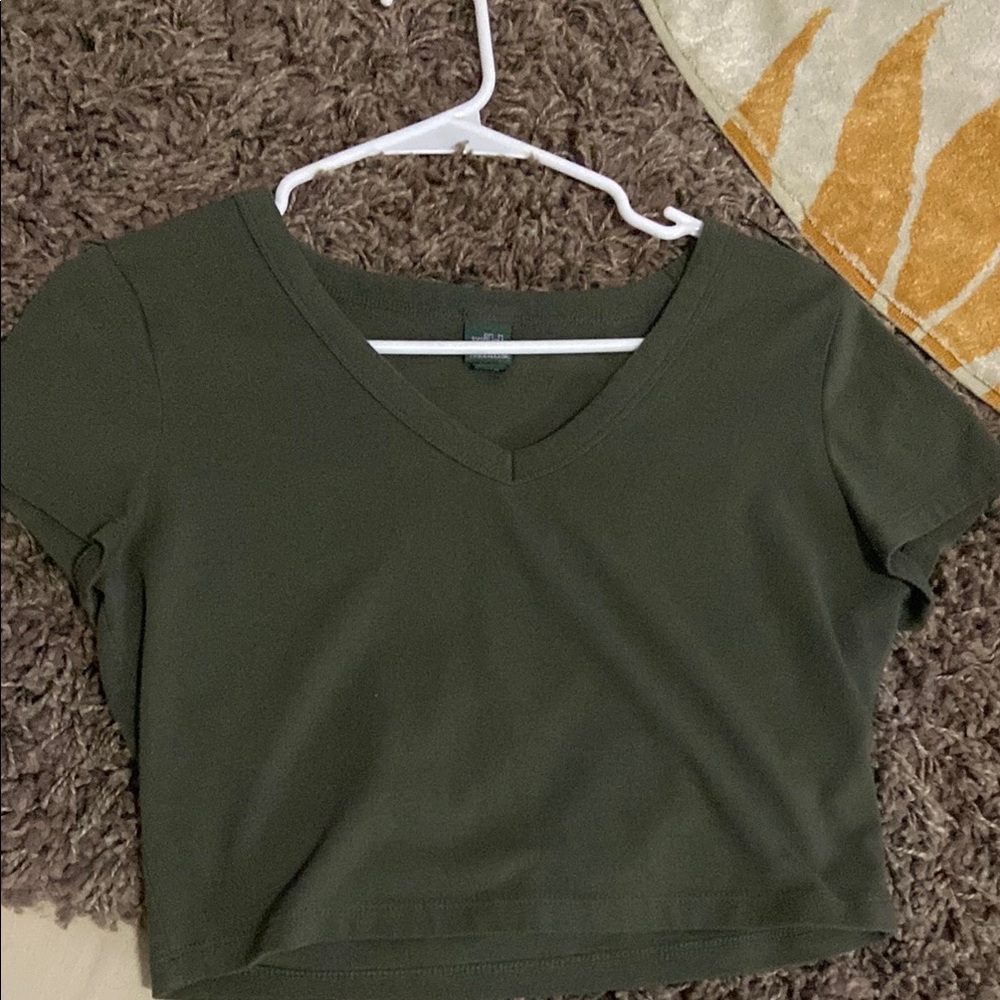 Wild Fable Green Fitted Crop T-Shirt